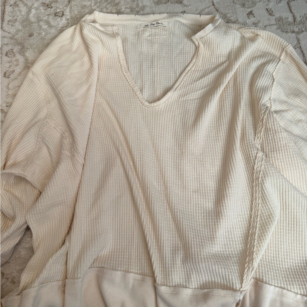 We The Free Cream Textured Knit Top